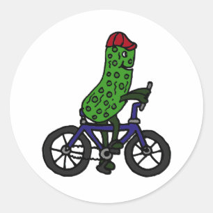 Sticker Rond Bande dessinée drôle de bicyclette d'équitation