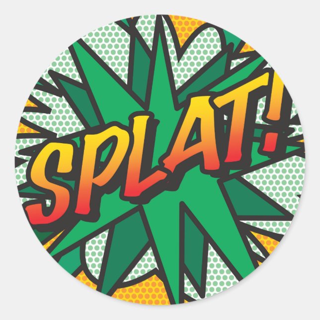 Sticker Rond Bande dessinée drôle SPLAT (Devant)