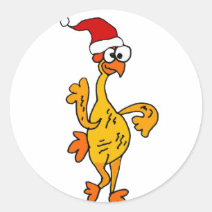Sticker Rond Bande dessinée en caoutchouc drôle de Noël de