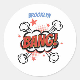 Sticker Rond Bande dessinée explosion légende typographie art