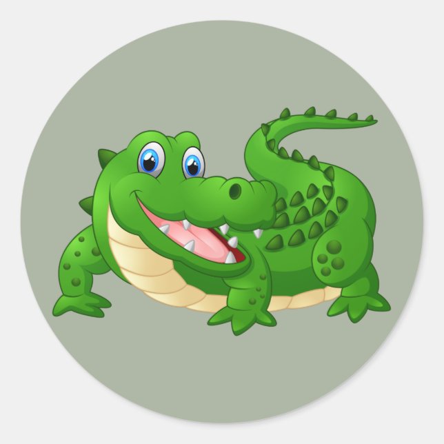 Sticker Rond Bande dessinée heureuse de crocodile (Devant)