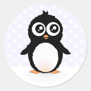 Sticker Rond Bande dessinée mignonne de pingouin