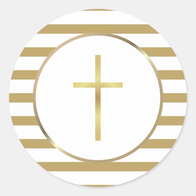 Sticker Rond Bande élégante Simple Gold Cross (Devant)