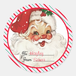 Sticker Rond Bande Festive Du Cadeau Père Noël
