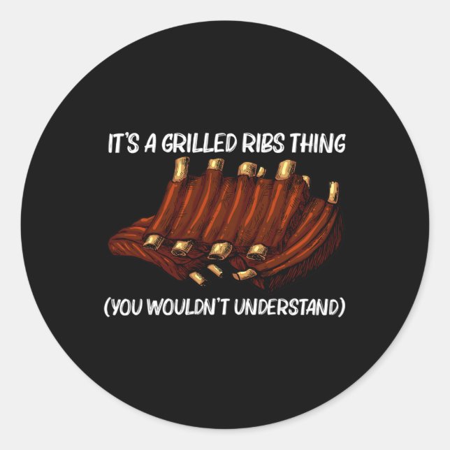 Sticker Rond Bandes Grillées Drôle Pour Hommes Femmes Grillades (Devant)