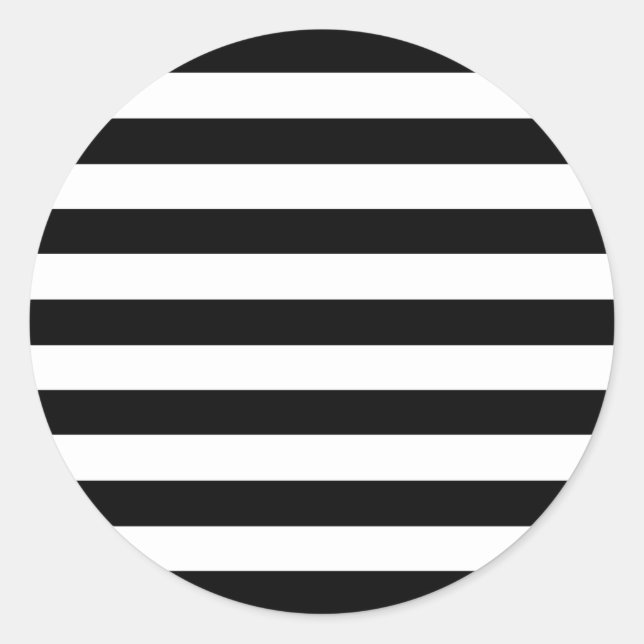 Sticker Rond Bandes horizontales en noir et blanc tendance (Devant)