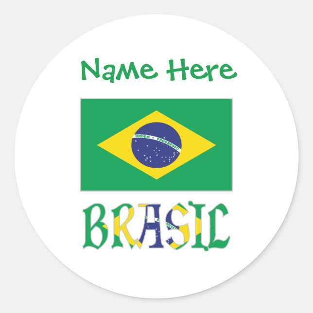 Sticker Rond Bandiera Brasil e Brasil Green Personnalisation (Devant)