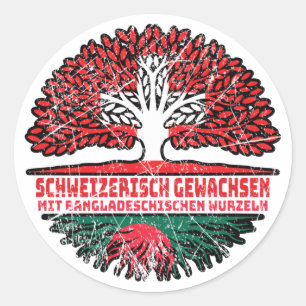 Sticker Rond Bangladesh Schweizer Schweiz Baum
