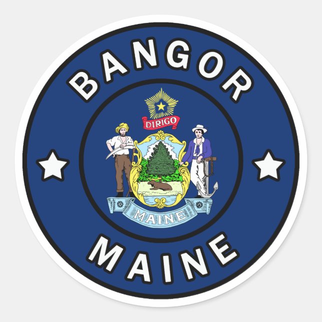 Sticker Rond Bangor Maine (Devant)