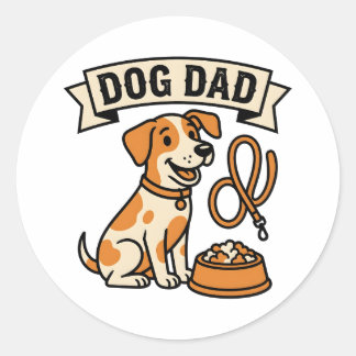 Sticker Rond Bannière de dessin animé Papa Chien
