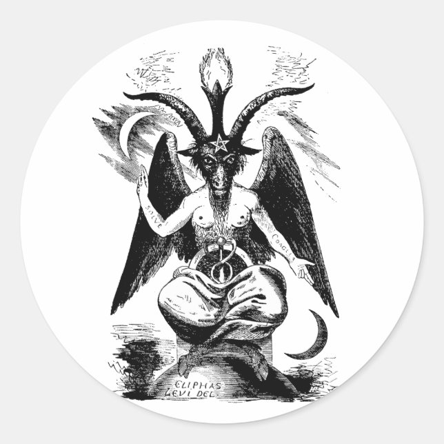 Sticker Rond Baphomet (noir) (Devant)