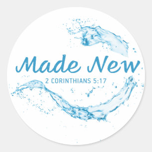 Sticker Rond Baptême 2 Cor 5:17 Nouveau en Christ Jésus Christ
