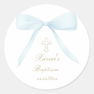 Sticker Rond Baptême bleu arc