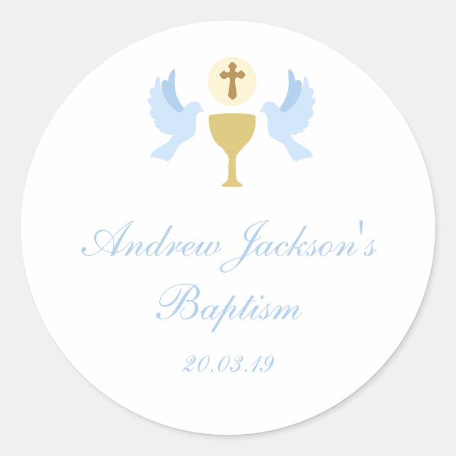 Sticker Rond Baptême Bleu - Baptême (Devant)