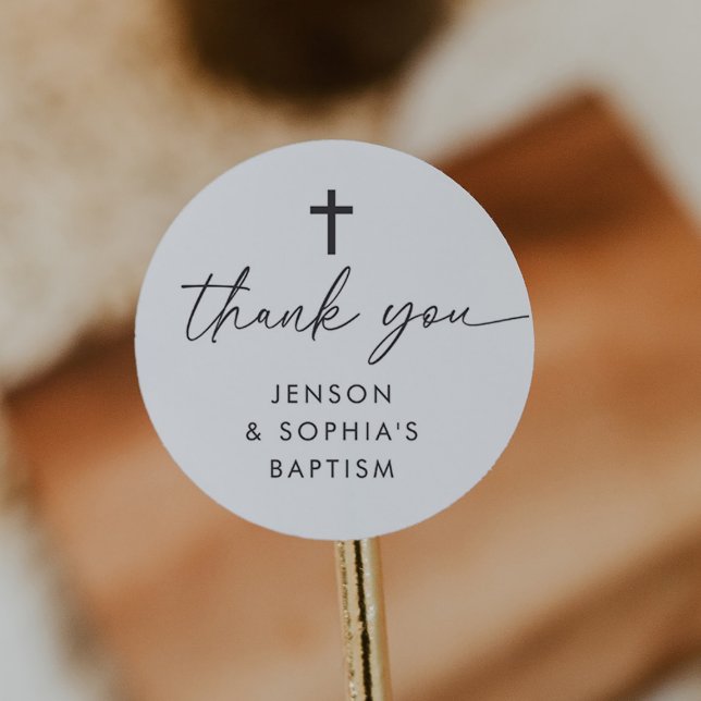 Sticker Rond Baptême conjoint (Zazzle Joint Baptism Classic Round Sticker)