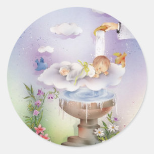 Sticker Rond Baptême de bébé