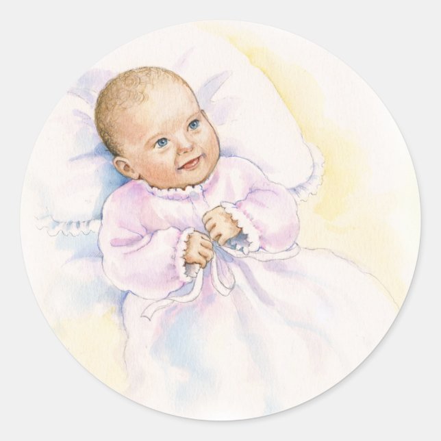 Sticker Rond Baptême ou bébé baptême (Devant)