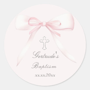 Sticker Rond Baptême rose