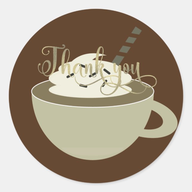 Sticker Rond Bar à café Tasse Latte Mariage Baby Shower Script  (Devant)