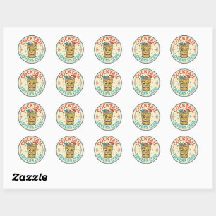 Sticker Rond Bar Île Tropicale Design Rétro