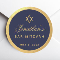 Bar Mitzvah Bleu Nuit Faux Or Écriture Élégante