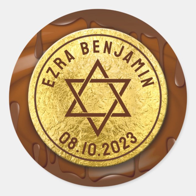 Sticker Rond Bar Mitzvah ou Bat Mitzvah de la tablette de choco (Devant)