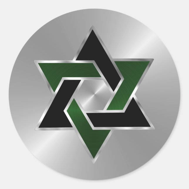 Sticker Rond Bar Mitzvah Silver Green Black Star de David (Devant)