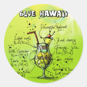 Sticker Rond Bar Tropical Cocktail Recette