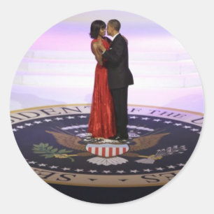 Sticker Rond Barack et Michelle Obama