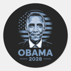 Sticker Rond Barack Obama 2028 Obama 2028 4 juillet Rétro