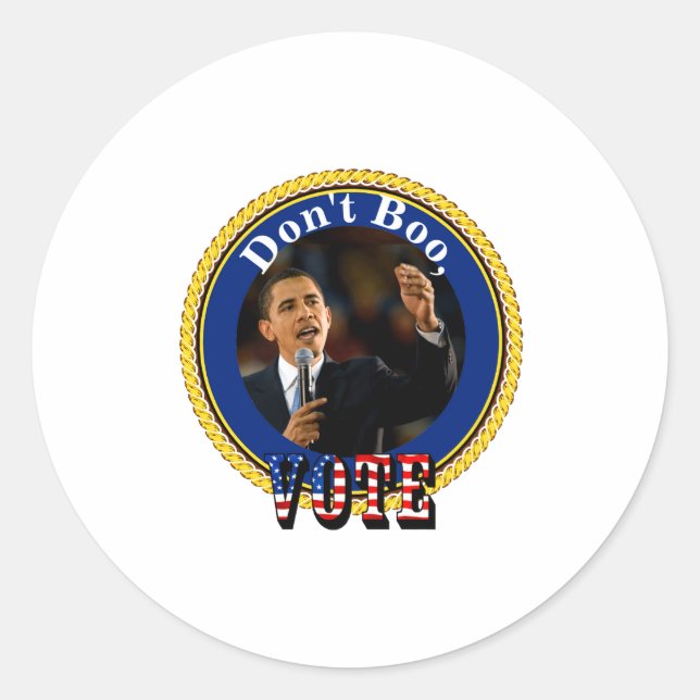 Sticker Rond Barack Obama Dont Boo Vote  (Devant)