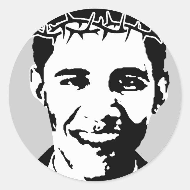 Sticker Rond Barack Obama en Jésus (Devant)