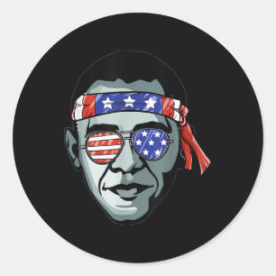 Sticker Rond Barack Obama Usa Gles Bandana Patriotic Fière Démo