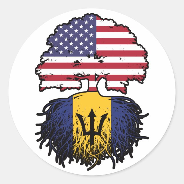 Sticker Rond Barbados Barbadian American États-Unis Tree Roots  (Devant)