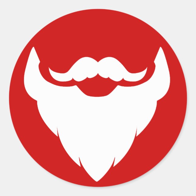 Sticker Rond Barbe de Noël et moustache Père Noël rouge autocol (Devant)