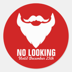 Sticker Rond Barbe Père Noël de Noël pas d'autocollant rouge