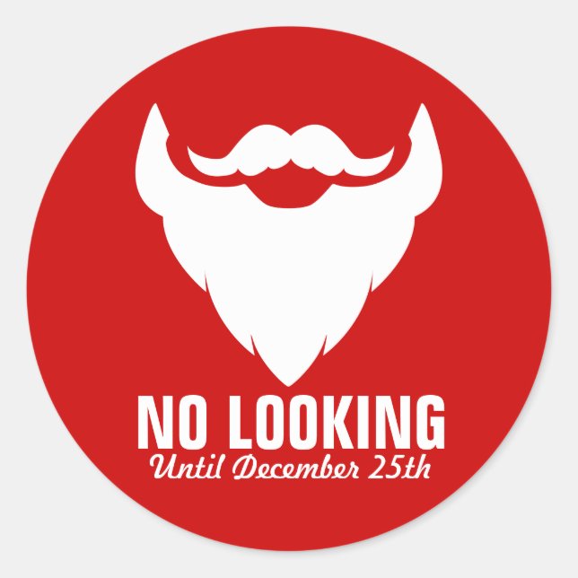 Sticker Rond Barbe Père Noël de Noël pas d'autocollant rouge (Devant)