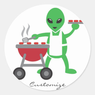 Sticker Rond Barbecue Alien Cuisine Thunder_Cove