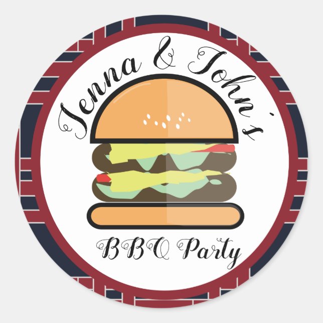 Sticker Rond Barbecue barbecue bébé Q Baby shower d'anniversair (Devant)