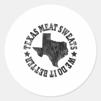 Sticker Rond Barbecue Brisket La Sueur De Viande Du Texas Est P