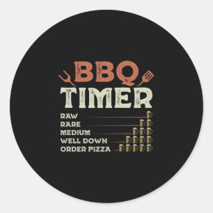 Sticker Rond Barbecue drôle pour hommes chef de grill maître ba