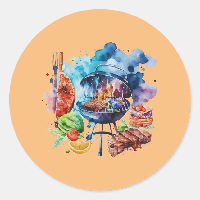 Sticker Rond Barbecue et grill (Devant)