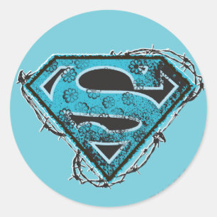 Sticker Rond Barbelé et fleurs de logo de Supergirl