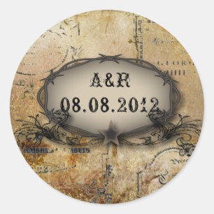 Sticker Rond barbelé rustique western country cowboy mariage