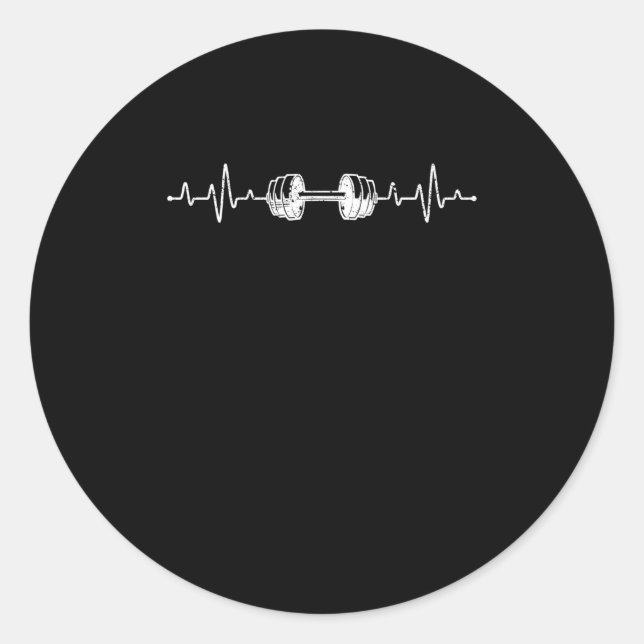 Sticker Rond Barbell Weightlifting Heartbeat (Devant)