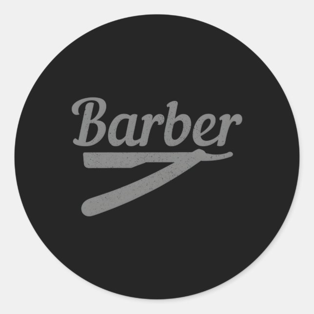 Sticker Rond Barber Coiffeur Coiffeur Beard Barb (Devant)