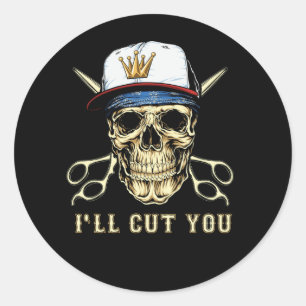 Sticker Rond Barber Coiffeur Coiffeur Styliste Je vous coupe