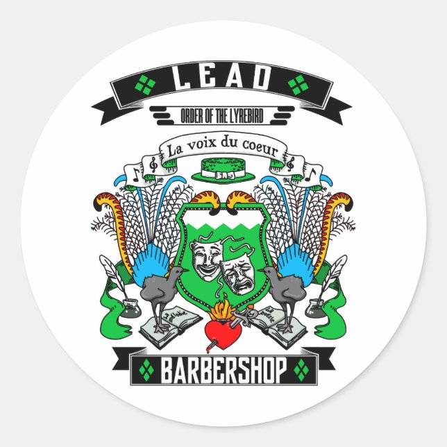 Sticker Rond Barbershop Armoiries en plomb (Devant)