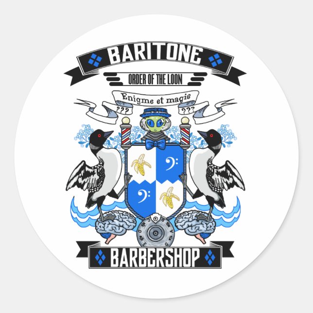 Sticker Rond Barbershop Baritone Armoiries (Devant)