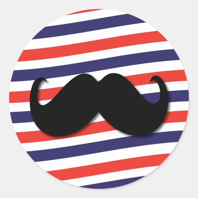 Sticker Rond Barbershop poteau strié moustache (Devant)